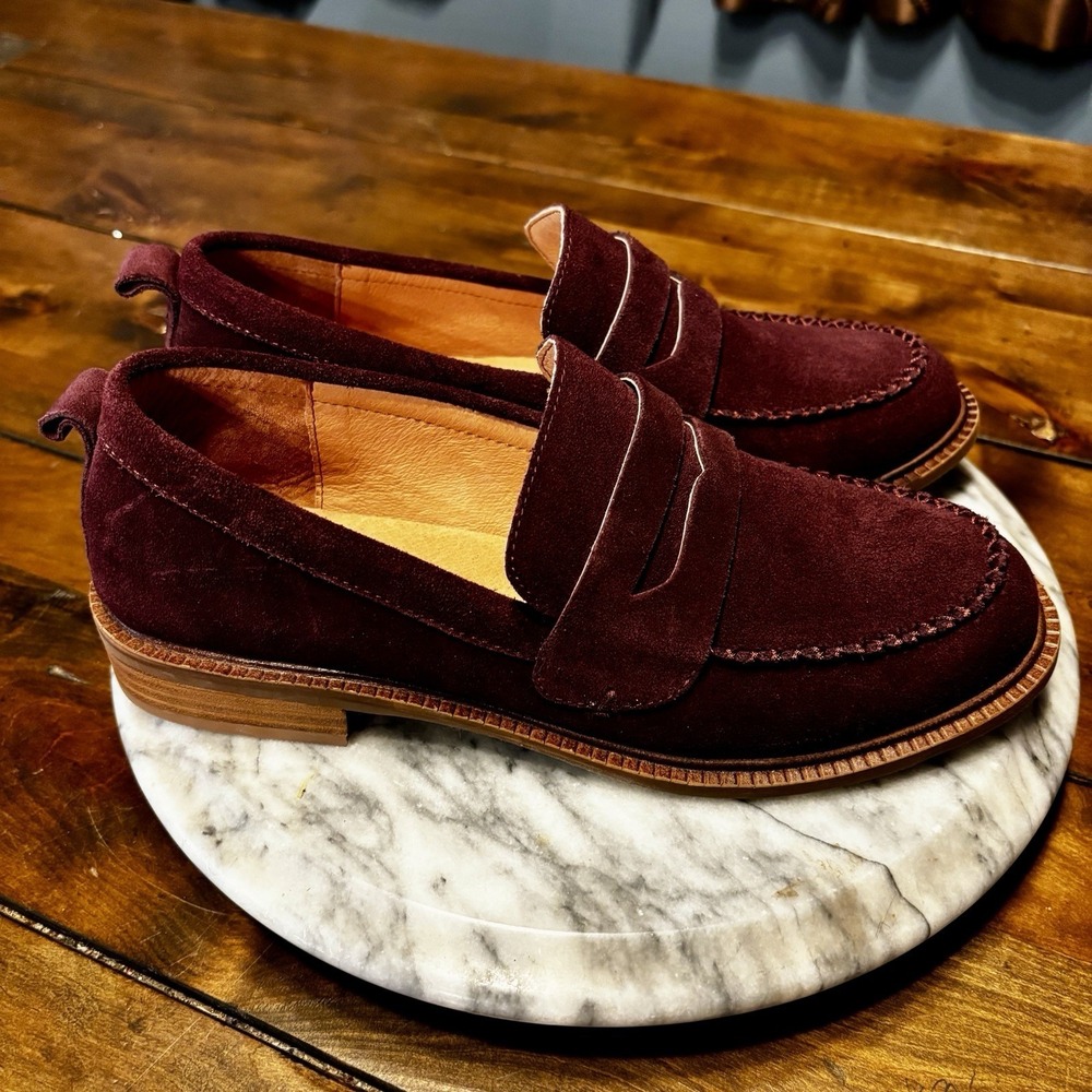 NEW! J.Jill Sofft® Mara Suede Comfort Penny Loafers Purple Plum Women Sz 8